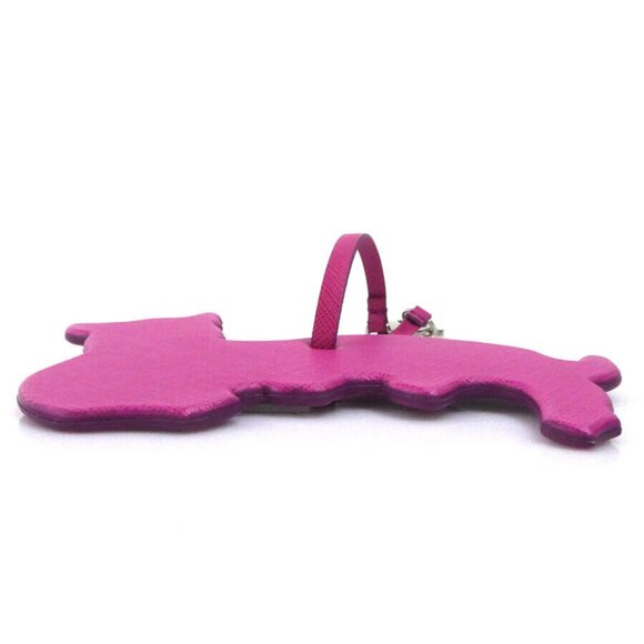 Auth Salvatore Ferragamo Bag Charm Name Tag Magenta Leather/Silvertone - e58520a - Picture 3 of 8